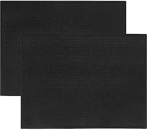 2pcs Dish Drying Mat Fast-Drying Dish Drainer Mat Microfiber Kitchen Pad Super Absorbent for Kitchen Counter 15*20inch (Black with Mini Grid)