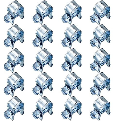20 Stk Mini Schlauchschellen, verstellbar Rohrschellen, Klein Schlauchklemmen, Kraftstoffeinspritzung Gelenkbolzenschelle Schellen für Mini Kraftstoffleitungs Auspuffrohr Benzinrohr - 8-10mm