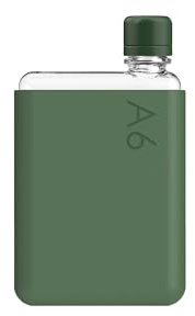 memobottle A6 (Moss Green) Bundle - 12oz (375ml) - Bottle, silicone sleeve & lid | Compact Water Bottle For Bags & Small Pockets | BPA Free Tritan | Modern, Minimalist | For Gym & Work