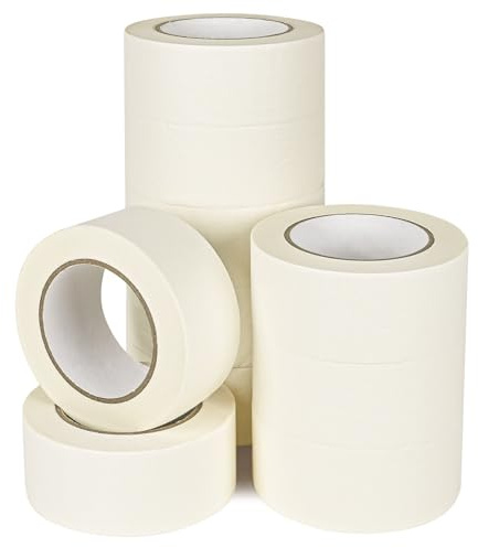 ToLanbbt Masking Tapes Bulk 2 Inch 10 Packs White Painters Drafting General Using Tapes for Painting, Craft Art, Label, Packing, Office, School, Home, 2 Inch x 55 Yards x 10 Rolls (550 Total Yards)
