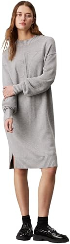 Calvin Klein Robe Femme Loose Sweater Dress Robe Pull, Gris (Grey Heather), XS