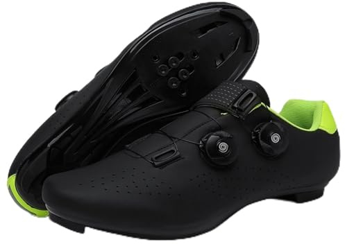 NGARY Chaussures à Vélo pour Hommes Chaussures de Cyclisme Compatibles avec Look SPD SPD-SL Delta Cleats Chaussures de Route en Extérieur,Noir,45 EU