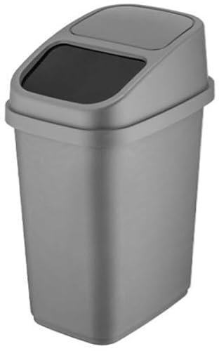 Genérico Cok Papelera de 10 L para Oficina, Cocina, Baño con tapa de cierre automática, para evitar olores o visión de residuos. 29,5 x 18 x 36,5 cm (Gris)