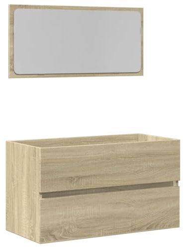 vidaXL Armario de baño con Espejo Color Roble Sonoma 80x38,5x45 cm, Armario de baño, Armario para Lavabo, Armario tocador, Muebles de baño