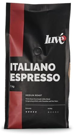 Luve Italiano Espresso Coffee Beans 250g – Italian Dark Roast Arabica – Fresh Roasted UK – Strong Espresso with Chocolate & Toasted Nut Notes – Smooth Crema