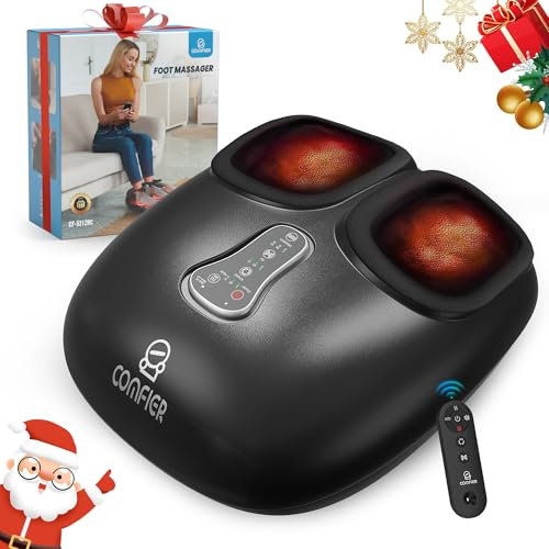 COMFIER Foot Massager Machine with Heat, Shiatsu Feet Massager, Foot Warmer, Remote Control, Customizable Settings for Home Office Use, Gifts for Women Men