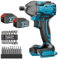 Cordless Impact Driver Impact Wrench Brushless Compatible with Makita Li-ion with 2 x 5.5Ah Battery & Fast Charger and 10 Driver bits and 14 Wrench sockets (2x5.5 Without case)