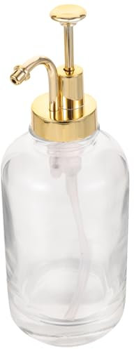 WRITWAA Distributeur De Sirop En Verre Pompe Dorée 500ml Anti-goutte Pour Bar à Café Accessoire Pratique Design Compact Boissons Desserts