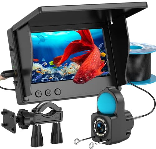 TMACTIME 1080P HD Fischfinder Echolot Angeln mit 4.3-Zoll-LCD, 15 m Wasserdichtem IP68-Kabel und 6 IR-Nachtsichtlichtern, Tragbarer Unterwasserkamera zum Angeln auf EIS, im See, vom Boot und Kajak