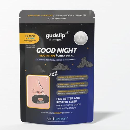 Cinta Bucal GudSlip® – 30+ 6 Cintas Bucales - Adhesivo Hipoalergénico para Promover la Respiración Nasal, Reducir Ronquidos y Mejorar la Calidad del Sueño – Cómoda y Segura para Uso Nocturno