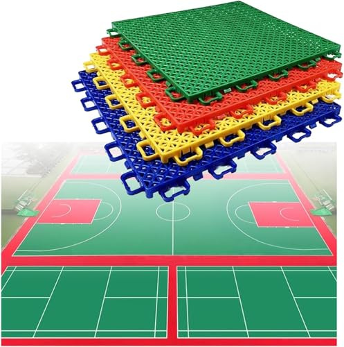 BCJMKDX Dalles pour Sports de Plein air, Dalles de Sol for Terrain Basket extérieur à Monter soi-même, Tapis modulaires antidérapants et résistants l'usure(Yellow)