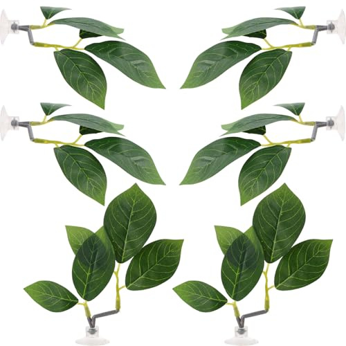 Goktvai 6 Pcs Betta Leaf Hammock with Suction Cups, Realistic Plastic Leaf Fish Tank Decor Aquarium Plants Beta Resting Spot Accessories Decorations for Betta Fish Resting Bed Spawning Ground