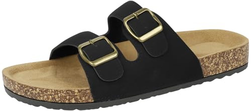 AUYAO Unisex Sandals Mens Flat Slides Slipper Ladies Double Strap Buckle Open Toe Slip Slider Women Slide Sandals Mules Shoes Arch Support Flat Footwear Summer Casual Holiday Slider