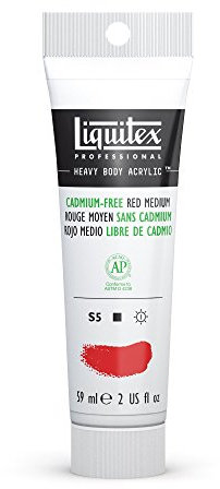 Liquitex 1045894 Professional Heavy Body Acrylfarbe in Künstlerqualität mit ausgezeichneter Lichtechtheit in buttriger Konsistenz, 59ml Tube - Kadmiumfrei Rot mittel