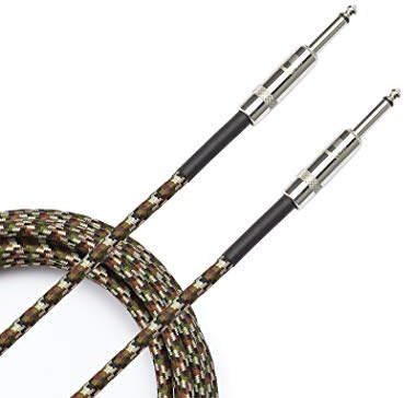 D'Addario Guitar Cable - Cable de Instrumento - Accesorios para Guitarra - Brajado - 20 pies/7.62 metros - Camuflaje - 1 Paquete
