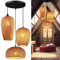 GCQ Bamboo Light Fixtures, 3 Headlights E26 E27 Retro Rustic Bamboo Wicker Rattan Chandelier Ceiling Hanging Light for Living Room Bedroom Farmhouse Restaurant Cafe Teahouse Bar Dining Room Club