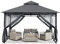 ABCCANOPY 3.35x3.35m Gartenpavillon für Terrasse Doppeldachweichdach Garten Hinterhof-Pavillon mit Netz für Schatten und Regen,Grau