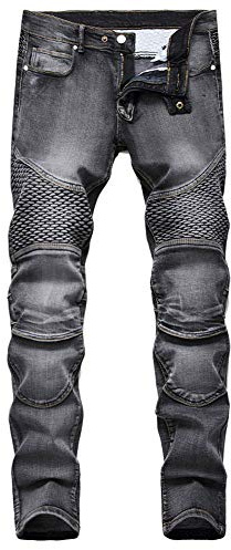 Hommes Pantalon Moto Rétro,Jeans de Moto,Motards Pantalon,Protection Motorcycle Pants Stretch Slim Fit Denim Pantalon,Moto Pantalon D'équitation avec Poches de Protection des Genoux B 40W