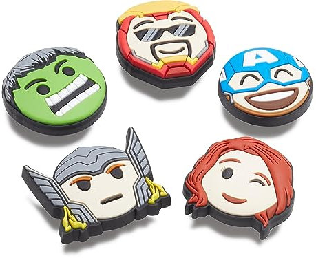 Crocs 5-pack Marvel Jibbitz Shoe Charms, Encantos para zapatos, Unisex-Adulto, Avengers Emojis, Talla única