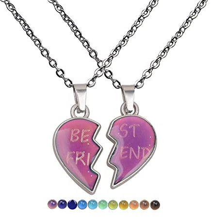 2 pezzi BFF donna ragazza collana donna cuore amicizia catena per diversi cambi di colore a diverse temperature catena