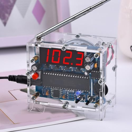 TEA5767 Kit radio fai da te per progetti di saldatura FM, kit elettronico fai da te per imparare e insegnare ai bambini (parti radio fai da te + altoparlante + custodia + alimentatore da 5 V)