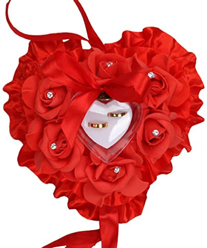 yeeplant Dekoratives Ringkissen aus Schaumstoff mit Herzschliff – romantisches Blumen-Trägerkissen für Hochzeitsringe