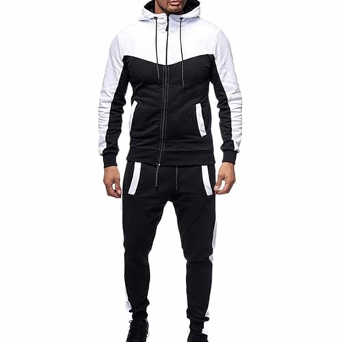 Completi da Uomo Sportivi Zip con Cappuccio Autunno E Inverno Tuta 2 Pezzi Giacca Tuta Pantalone Leggera Suit Tute Ginnastica in Felpa Maniche Lunghe Sportive Completo Uomo Tennis Cotone