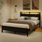 Diahomy King Size Bed Frame with LED Lights/Charging Station,Platform Bed Frame King Size with Storage Headboard/Mattress Foundation/Metal Slat Support/No Box Spring Needed,UnderBed Storage, Black
