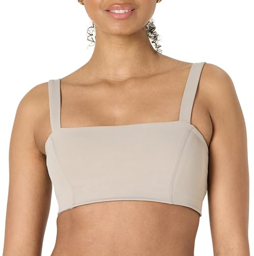 Amazon Essentials Sujetador Deportivo FormFlex, Palabra de Honor, Suave y Ligero, con Tirantes Ajustables Mujer, Gris Topo, M
