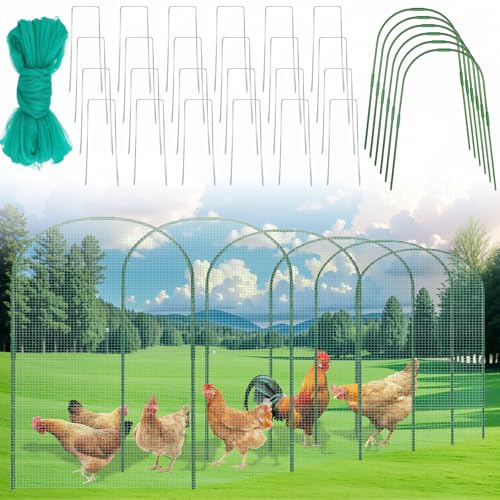 HFYZZ 2.8 x 19.6 FT Portable Chicken Tunnel - Quick Install Yard Chicken Coop Run for Ducks, Rabbits & More