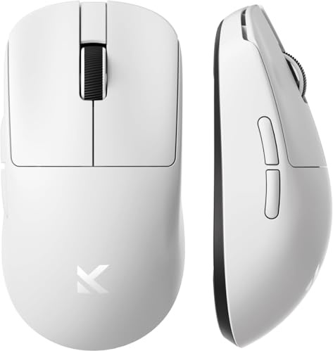 FOXMM x MCHOSE L7 Pro Souris Superlight 39g, Capteur 26 000 DPI, 6 DPI Réglables, Taux de Polling 8K Hz avec Récepteur 8K Ultra-Rapide, Souris de Jeu sans Fil/Filaire BT/2,4 G, Batterie 200 h Blanc
