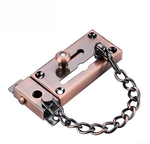 Gdfnmogo Chaîne de porte de sécurité robuste en acier inoxydable avec boulon de verrouillage pour appartement résidentiel hôtel entrée principale loquet principal (bronze rouge)
