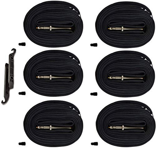(6-Pack) AR-PRO 28 700x20-25c Replacement Road Bike Inner Tubes with 80mm Presta Valves and Free 2 Tire Levers - Bike Tubes for 700x20c, 700x23c, and 700x25c Road Bike Tires