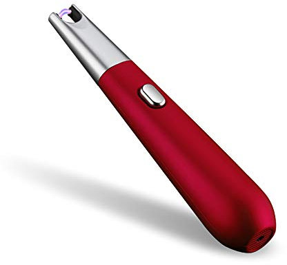 Accendino Elettrico Ad Arco Lungo Ricaricabile Senza Fiamma Antivento Al Plasma USB Rotazione a 360° Flessibile Ideale per tubi Candele Fornelli Barbecue (accendino ad arco lungo rosso)