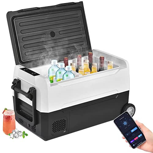 USEBEM RéFrigéRateur De Voiture Portable,Glaciere Compression 12/24 V Et 100-240 V,31.5 litres,ContrôLe par Application,Double Zone,pour Voiture,Camion,Bateau,Camping-Car Et Prise