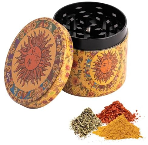 parallelower Grinder Spezie Grinder Macinino Erbe 4 in 1 Spezie Macina Macinino Polline in Lega di Zinco per Spezie Erbe Polline e Vaniglia con Raschietto
