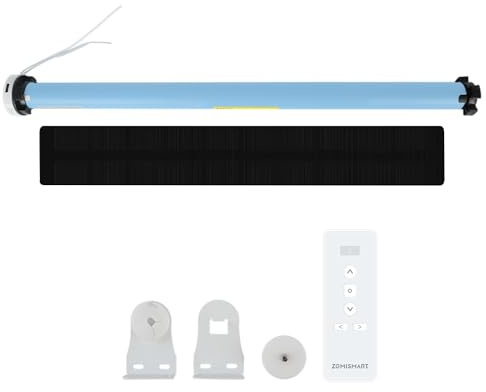 YoumiAi Rechargable 38 mm Roller Zigbee Blinds Motor,Solar-power Motorized 7 KG Electric Tubular Shutter Shade,Timer/Voice,Homekit Control via Zigbee Matter M1/M6 Hub,Hub Need(with Solar Panel+R9)