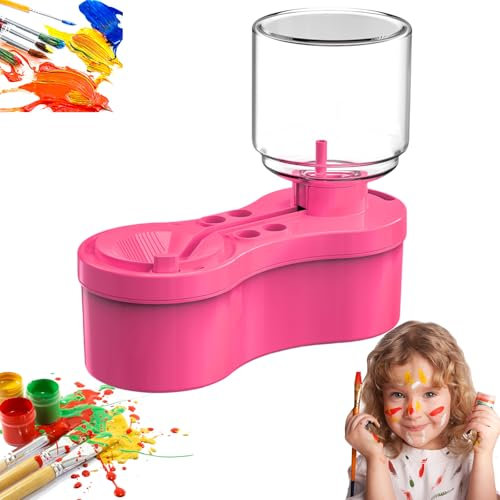Paint Brush Cleaner Rinse Cup, Acrylic Paint Brush Cleaner, Paint Brush Cleaner with Drain Water Circulation Paintbrush Scrubber Cleaner Rinser Cup for Acrylic and Water Based Painting Tool (pink)