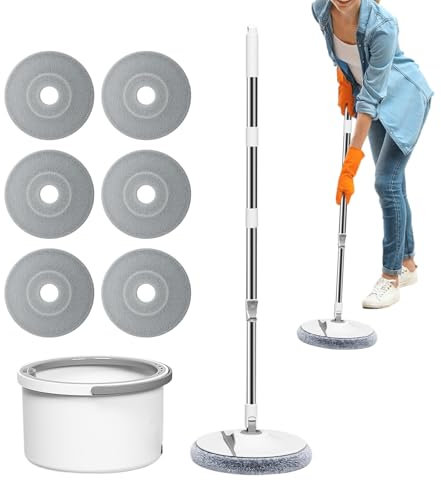 el Conjunto de mopas, trapeadores y Cubos - Map de Microfibra con Wringer - Suministros de Limpieza de baño con 6 Almohadillas de Microfibra reemplazables para el Pelo de Las Mascotas
