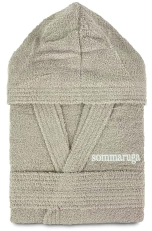 Generico Sommaruga Accappatoio Unisex in Spugna di Cotone, 400 g/m², con Cappuccio, Tasche e Cintura (IT, Testo, XL, Regular, Regular, Tortora)