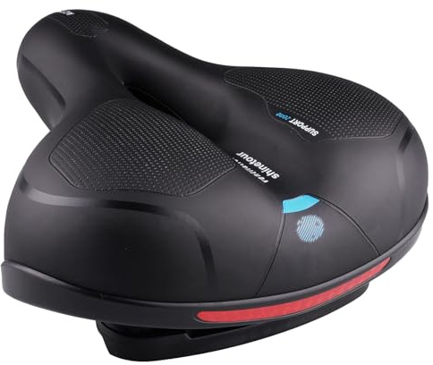 oupados Comoda sella ergonomica per bicicletta in gel, per uomo e donna, ampia, in memory foam, imbottita, con copertura impermeabile, 26 x 21 cm, traspirante e impermeabile