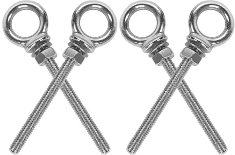HOODANCOS Bulloni ad Occhiello in Acciaio Inox M6X60 Set 4 Pezzi Bulloni di Ancoraggio a Parete per Impieghi Gravosi Viti ad Occhiello di Sollevamento con Dado Elementi di Fissaggio per