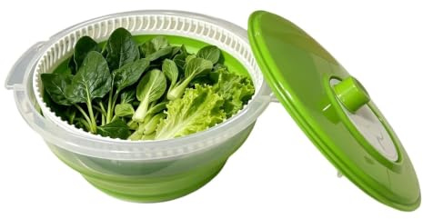 Juicecentrifug Fruktrenare Dubbla Lager Manuell Handhållen Avlopp | Salladsskakare med lock för tvätt och rengöring av bladgrönsaker, bär, matlagningsmat