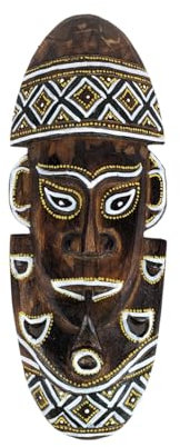 Coco Papaya Masque Africain en bois 30cm motif fumeur de pipe