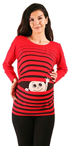 M.M.C. Kärlek – roligt roligt sött mammamode mammaskjorta graviditetströja sweatshirt med motiv för graviditet, långärmad, röd, XL