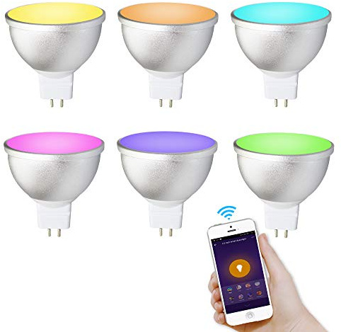 BENEXMART Gu5.3 - Lampadina LED MR16 12 V WiFi Alexa Google Home Assistant IFTTT Tuya Smart Life App telecomando RGB LED dimmerabile, bianco, GU5.3, 5.00W