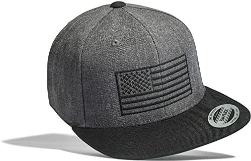 Cap Flexfit Snapback : USA Flagge - Army Kappe Herren & Damen Schwarz (One Size)