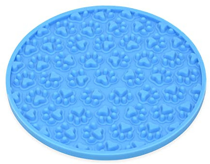 Bangp Hund Lecken Pad, Schleppend Füttern Matte Bad Ausbildung Ablenkung Matte, Behandeln Matte zum Haustier, Pflege Pad Mit Super Stark Saugen(Blue-Pfote)