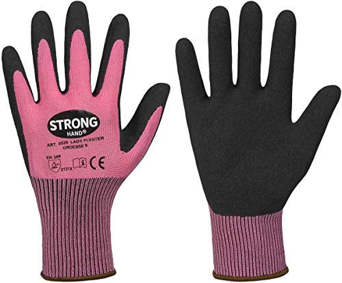 12 par arbetshandskar för kvinnor rosa Lady Flexter 0529 (L)