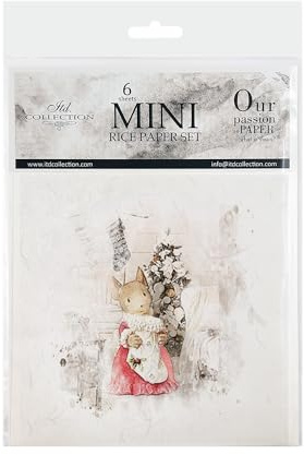 ITD Collection - Mini papel de arroz Set creativo 14,8 x 14,8 cm (6 hojas), papel de arroz decoupage para scrapbooking y manualidades, multicolor (RSM029- HS code 48021000)